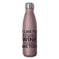 Wine Misses Me Too - Black - Insulated Stainless Steel Water Bottle - pink glitter