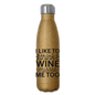 Wine Misses Me Too - Black - Insulated Stainless Steel Water Bottle - gold glitter