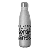 Wine Misses Me Too - Black - Insulated Stainless Steel Water Bottle - silver glitter
