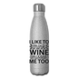 Wine Misses Me Too - Black - Insulated Stainless Steel Water Bottle - silver glitter