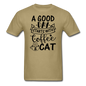 A Good Day - Coffee - Cat - Black - Unisex Classic T-Shirt - khaki