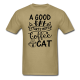 A Good Day - Coffee - Cat - Black - Unisex Classic T-Shirt - khaki