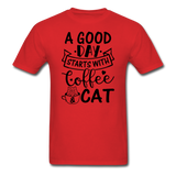 A Good Day - Coffee - Cat - Black - Unisex Classic T-Shirt - red