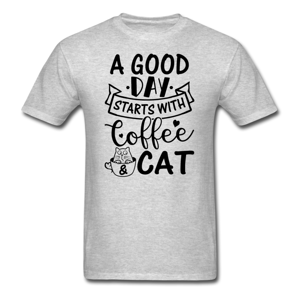 A Good Day - Coffee - Cat - Black - Unisex Classic T-Shirt - heather gray