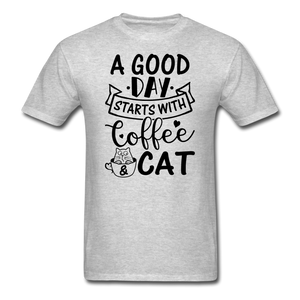 A Good Day - Coffee - Cat - Black - Unisex Classic T-Shirt - heather gray