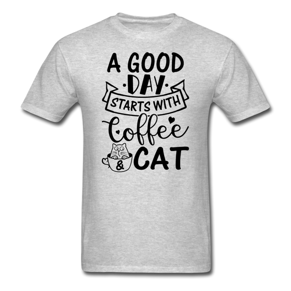 A Good Day - Coffee - Cat - Black - Unisex Classic T-Shirt - heather gray