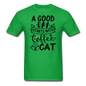 A Good Day - Coffee - Cat - Black - Unisex Classic T-Shirt - bright green