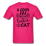 A Good Day - Coffee - Cat - Black - Unisex Classic T-Shirt - fuchsia