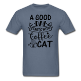 A Good Day - Coffee - Cat - Black - Unisex Classic T-Shirt - denim