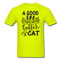 A Good Day - Coffee - Cat - Black - Unisex Classic T-Shirt - safety green