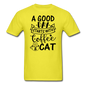 A Good Day - Coffee - Cat - Black - Unisex Classic T-Shirt - yellow