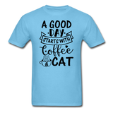 A Good Day - Coffee - Cat - Black - Unisex Classic T-Shirt - aquatic blue