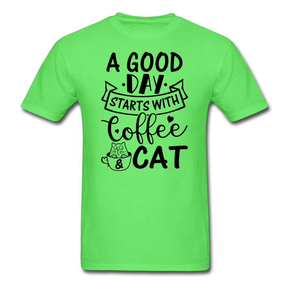 A Good Day - Coffee - Cat - Black - Unisex Classic T-Shirt - kiwi