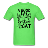 A Good Day - Coffee - Cat - Black - Unisex Classic T-Shirt - kiwi