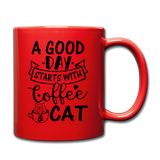 A Good Day - Coffee - Cat - Black - Full Color Mug - red