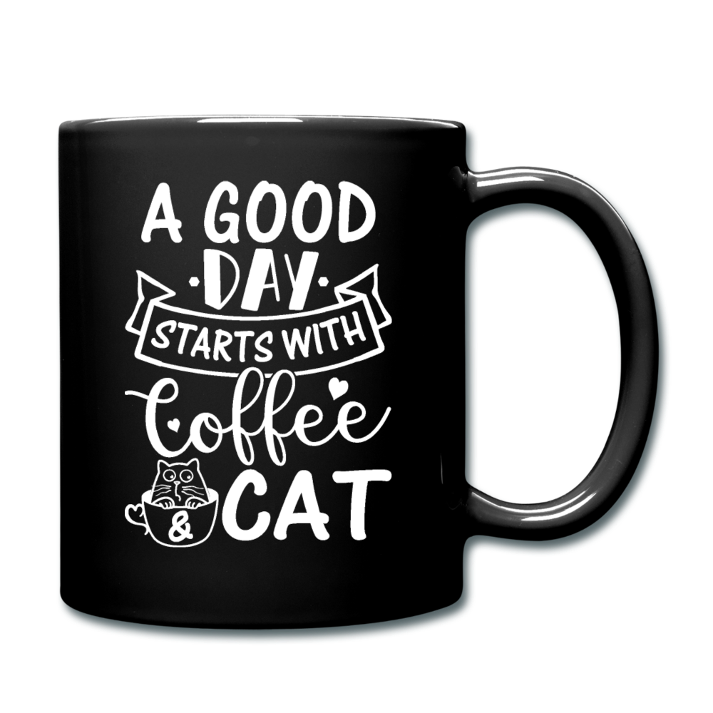 A Good Day - Coffee - Cat - White -  Color Mug - black