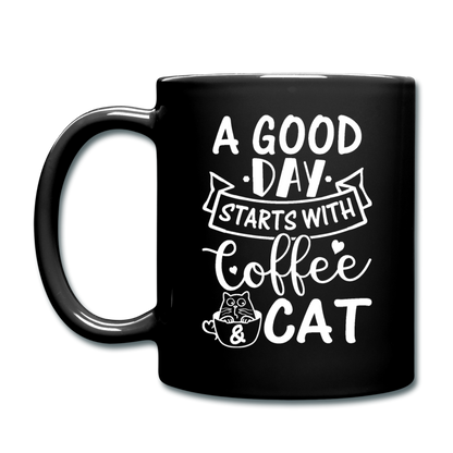 A Good Day - Coffee - Cat - White -  Color Mug - black