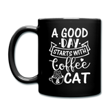 A Good Day - Coffee - Cat - White -  Color Mug - black