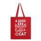 A Good Day - Coffee - Cat - White - Tote Bag - red