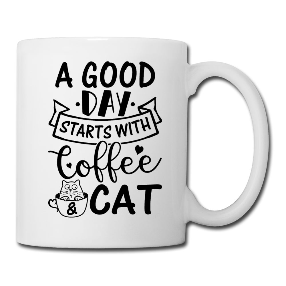 A Good Day - Coffee - Cat - Black - Coffee/Tea Mug - white