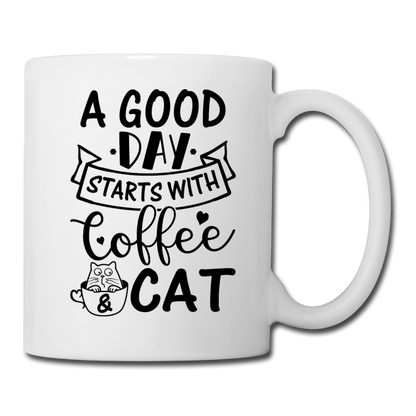 A Good Day - Coffee - Cat - Black - Coffee/Tea Mug - white