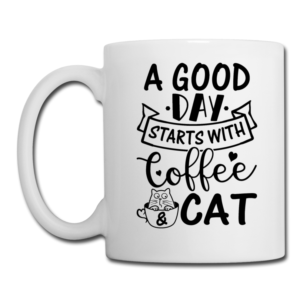 A Good Day - Coffee - Cat - Black - Coffee/Tea Mug - white