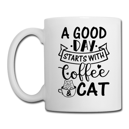 A Good Day - Coffee - Cat - Black - Coffee/Tea Mug - white