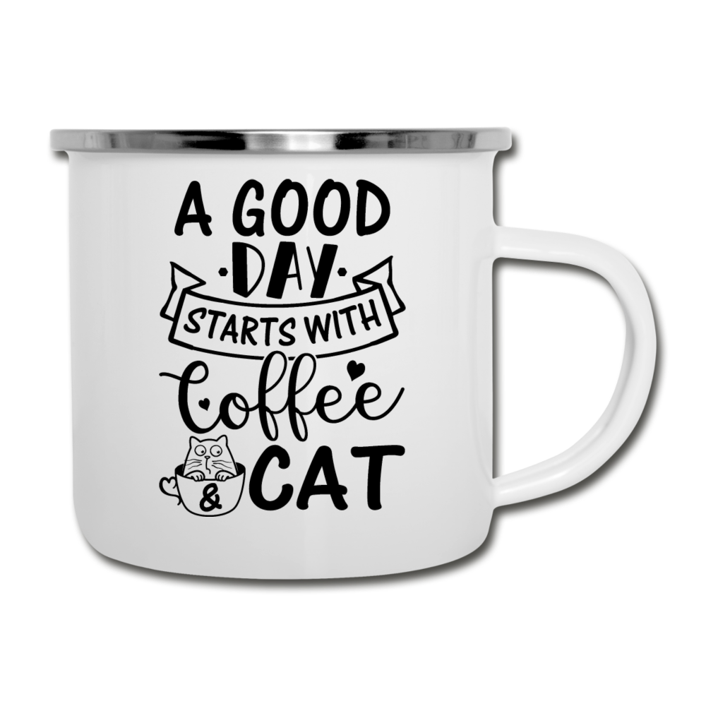 A Good Day - Coffee - Cat - Black - Camper Mug - white