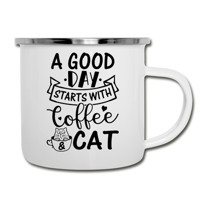 A Good Day - Coffee - Cat - Black - Camper Mug - white