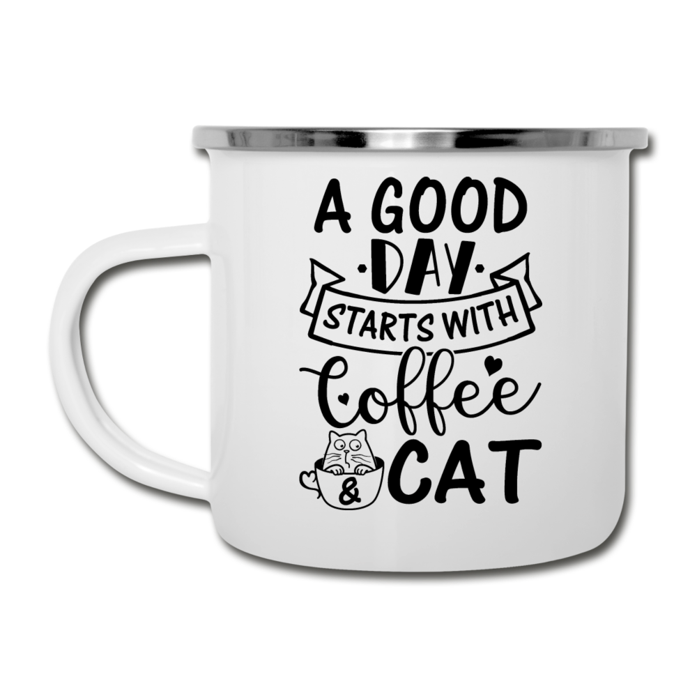 A Good Day - Coffee - Cat - Black - Camper Mug - white