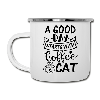 A Good Day - Coffee - Cat - Black - Camper Mug - white