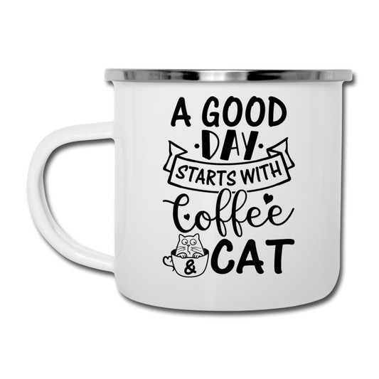 A Good Day - Coffee - Cat - Black - Camper Mug - white