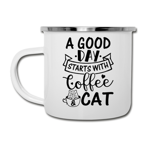 A Good Day - Coffee - Cat - Black - Camper Mug - white