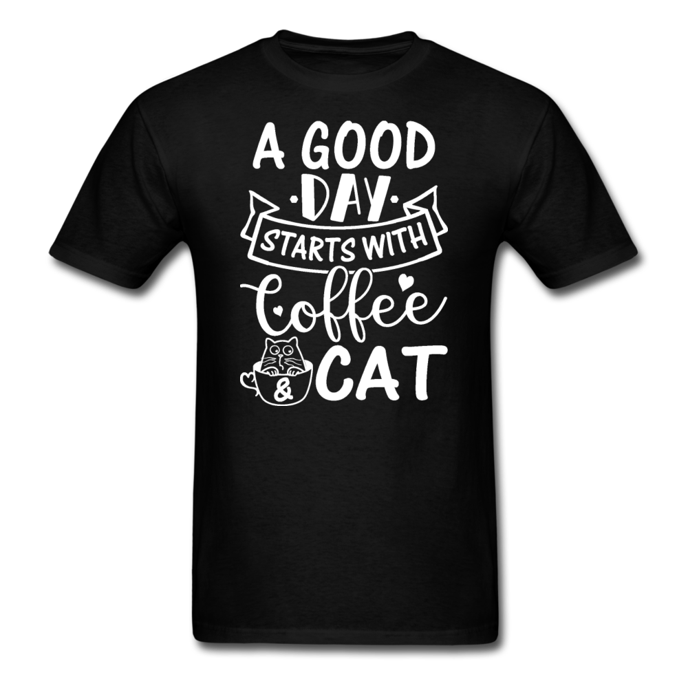 A Good Day - Coffee - Cat - White - Unisex Classic T-Shirt - black