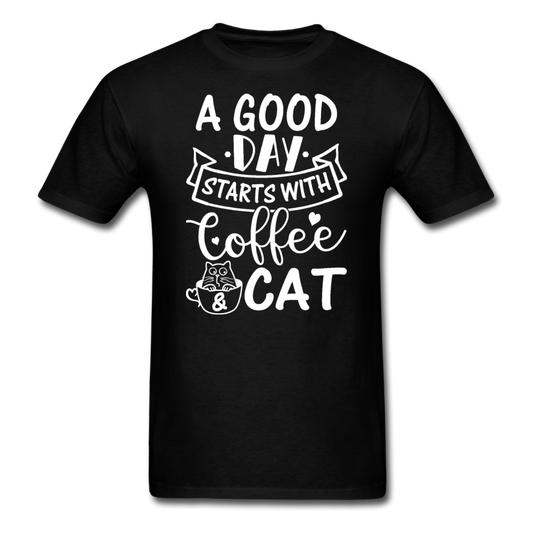 A Good Day - Coffee - Cat - White - Unisex Classic T-Shirt - black