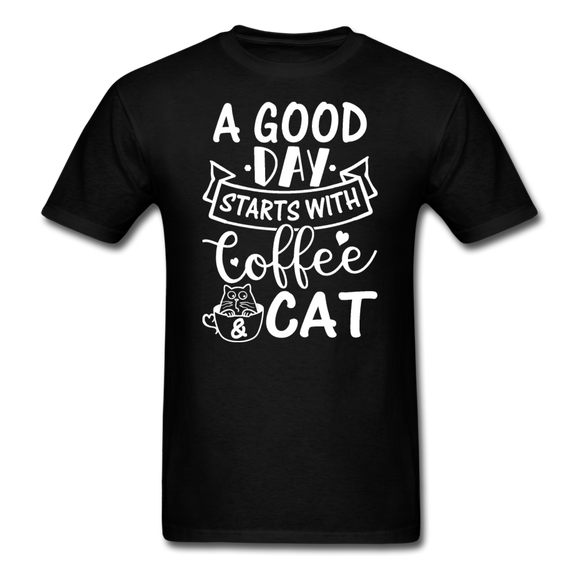 A Good Day - Coffee - Cat - White - Unisex Classic T-Shirt - black