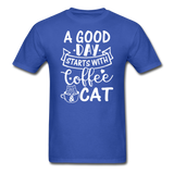 A Good Day - Coffee - Cat - White - Unisex Classic T-Shirt - royal blue