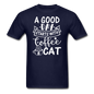 A Good Day - Coffee - Cat - White - Unisex Classic T-Shirt - navy