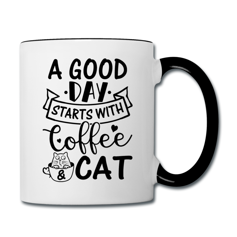 A Good Day - Coffee - Cat - Black - Contrast Coffee Mug - white/black