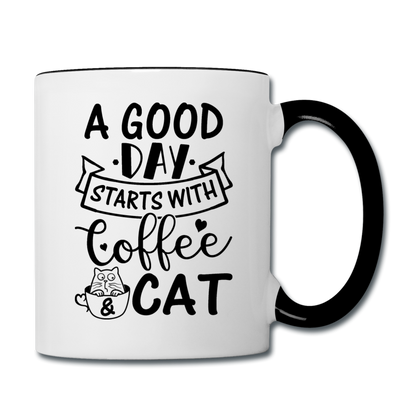 A Good Day - Coffee - Cat - Black - Contrast Coffee Mug - white/black