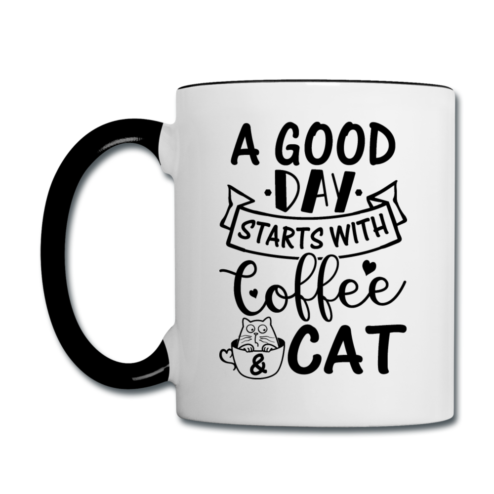 A Good Day - Coffee - Cat - Black - Contrast Coffee Mug - white/black