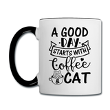 A Good Day - Coffee - Cat - Black - Contrast Coffee Mug - white/black