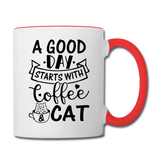 A Good Day - Coffee - Cat - Black - Contrast Coffee Mug - white/red