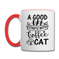 A Good Day - Coffee - Cat - Black - Contrast Coffee Mug - white/red