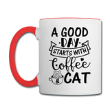 A Good Day - Coffee - Cat - Black - Contrast Coffee Mug - white/red