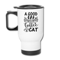 A Good Day - Coffee - Cat - Black - Travel Mug - white