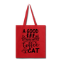 A Good Day - Coffee - Cat - Black - Tote Bag - red