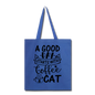 A Good Day - Coffee - Cat - Black - Tote Bag - royal blue