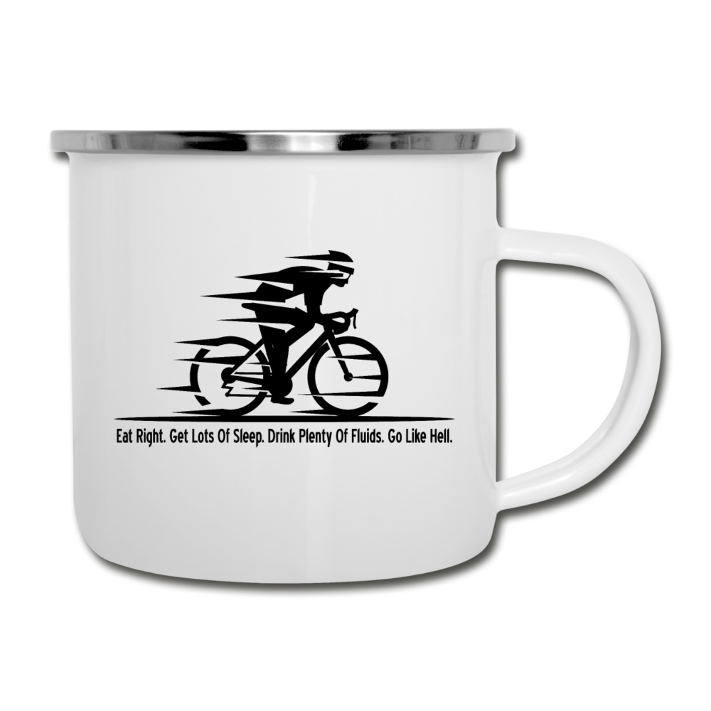 Eat RIght - Cycling - Black - Camper Mug - white