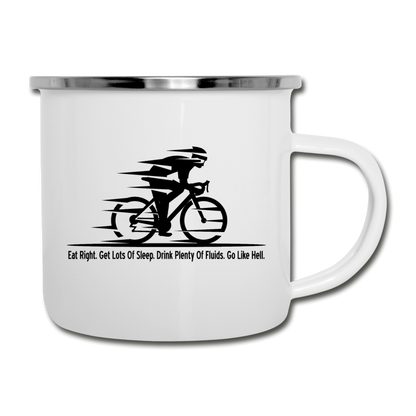 Eat RIght - Cycling - Black - Camper Mug - white